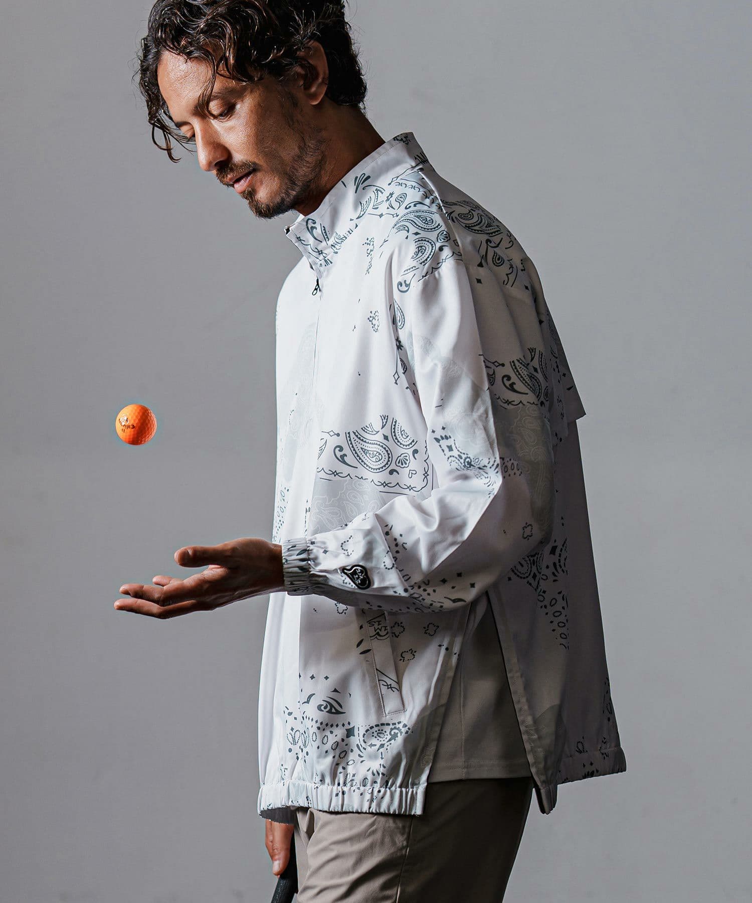 【Men's】カモフラージュペイズリー柄ハイネックジップブルゾン