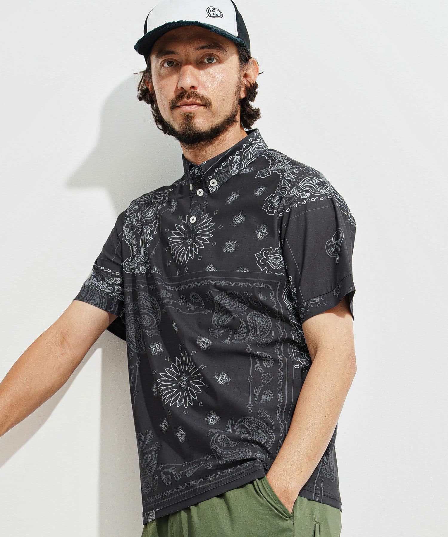 【Men's】ペイズリー柄ポロシャツ