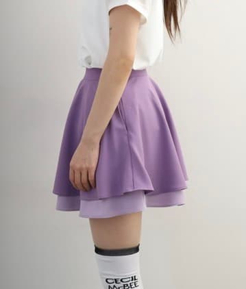 【Women's】Two-Tier Flare Skirt