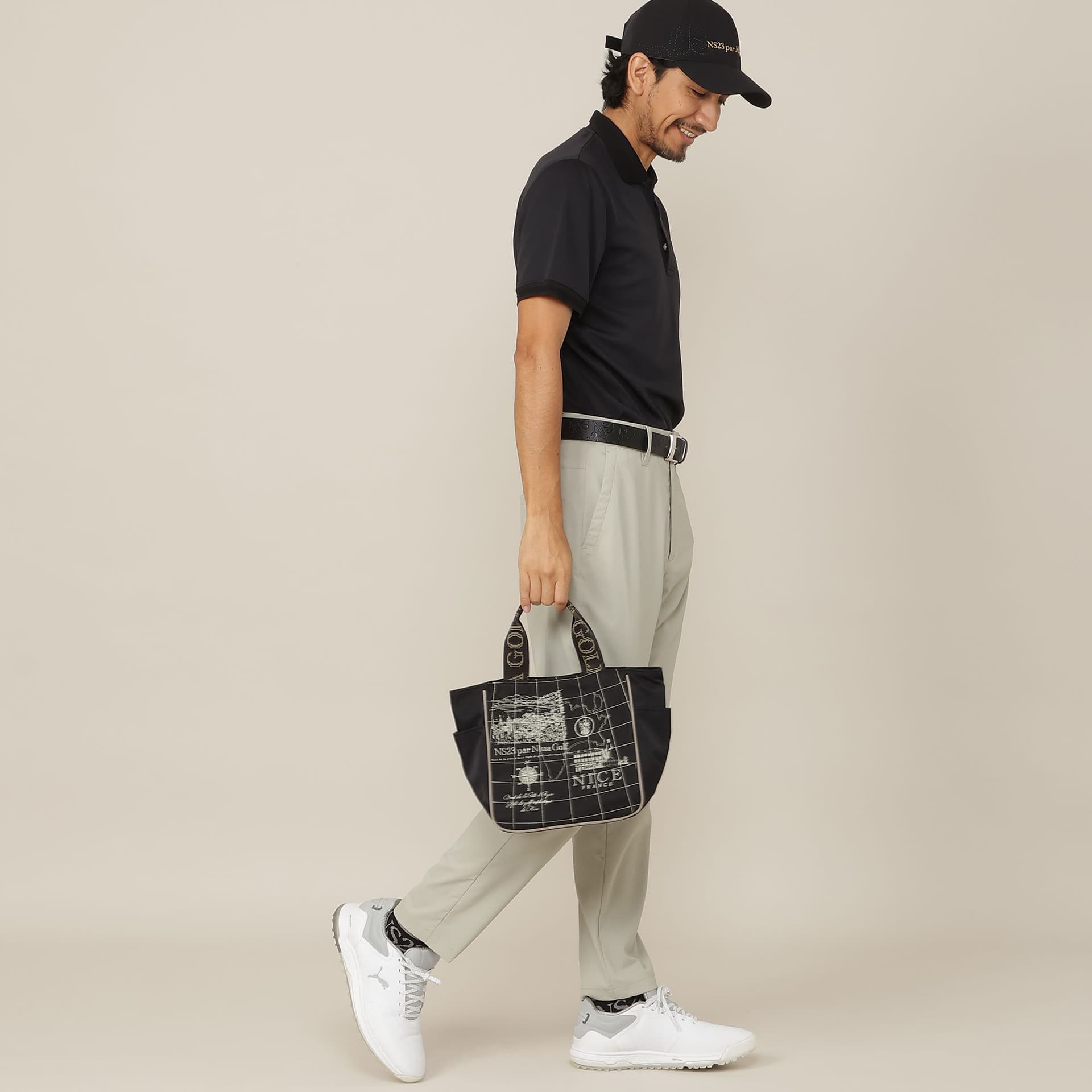 【Men's】【吸水速乾/UVカット/接触冷感】立体ロゴ半袖ポロシャツ