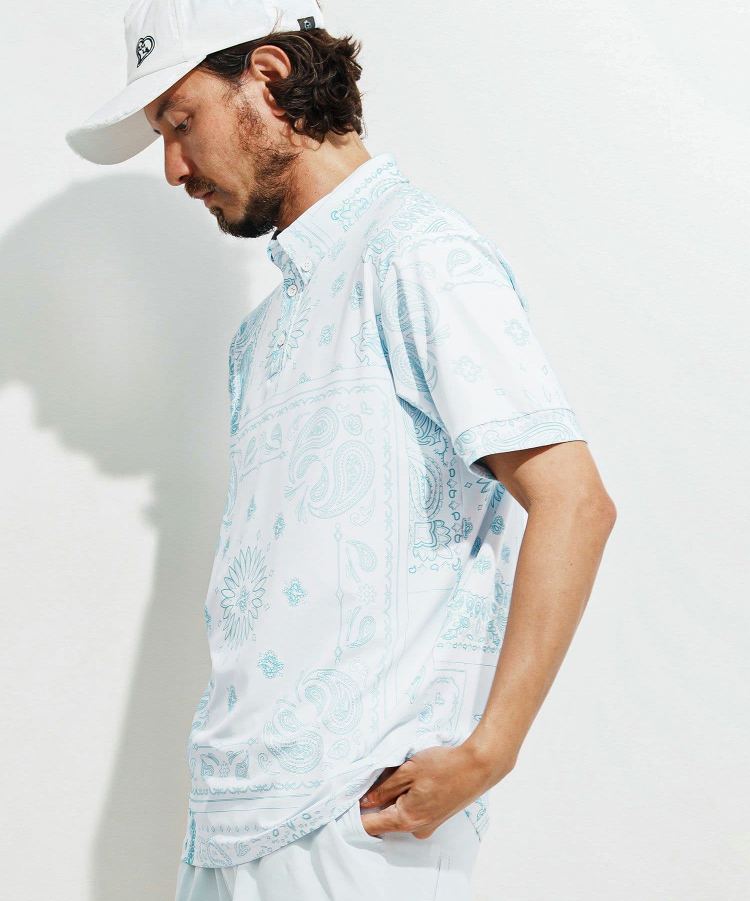 【Men's】ペイズリー柄ポロシャツ