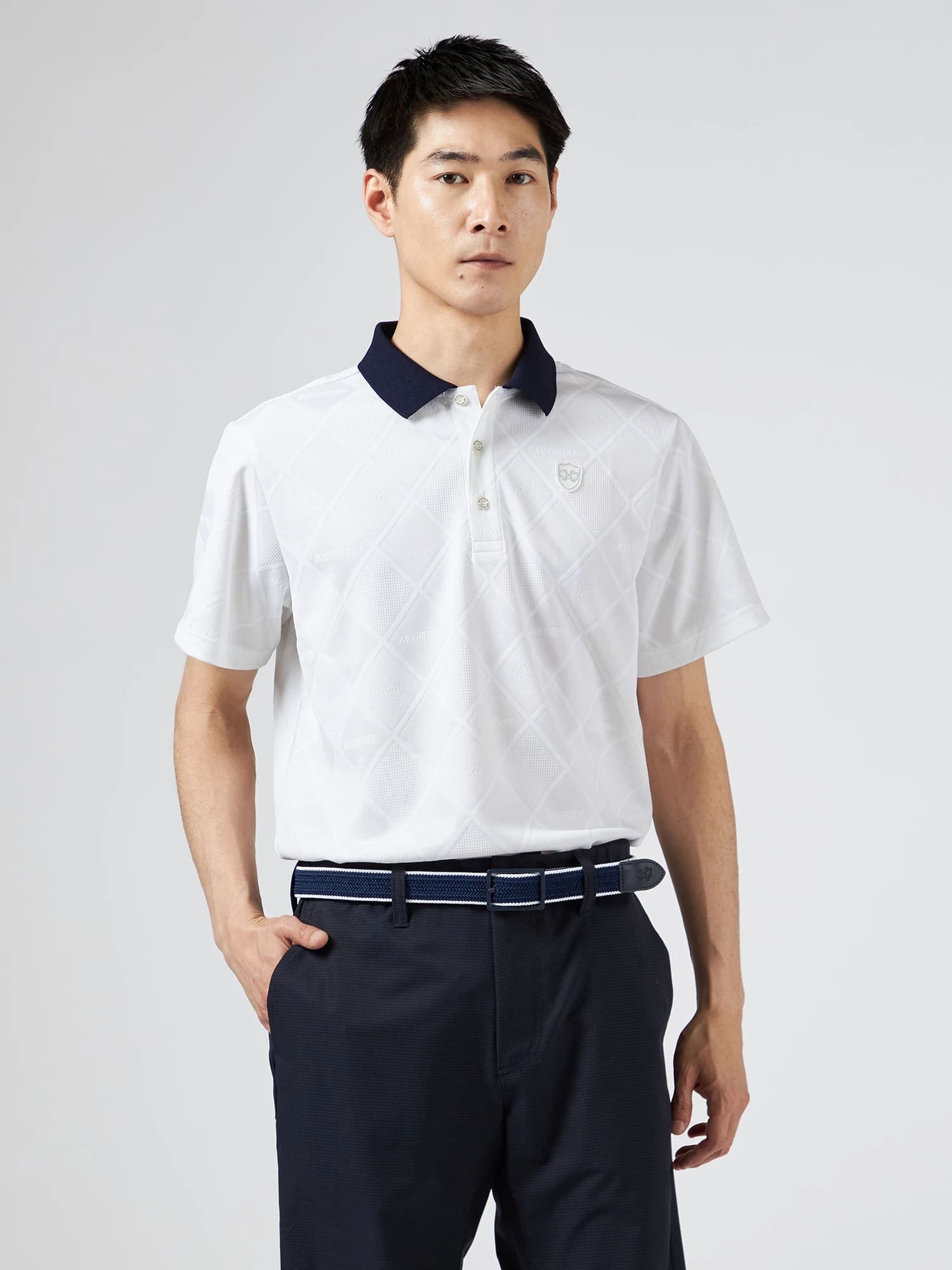 【Men's】無地ジャカードポロ