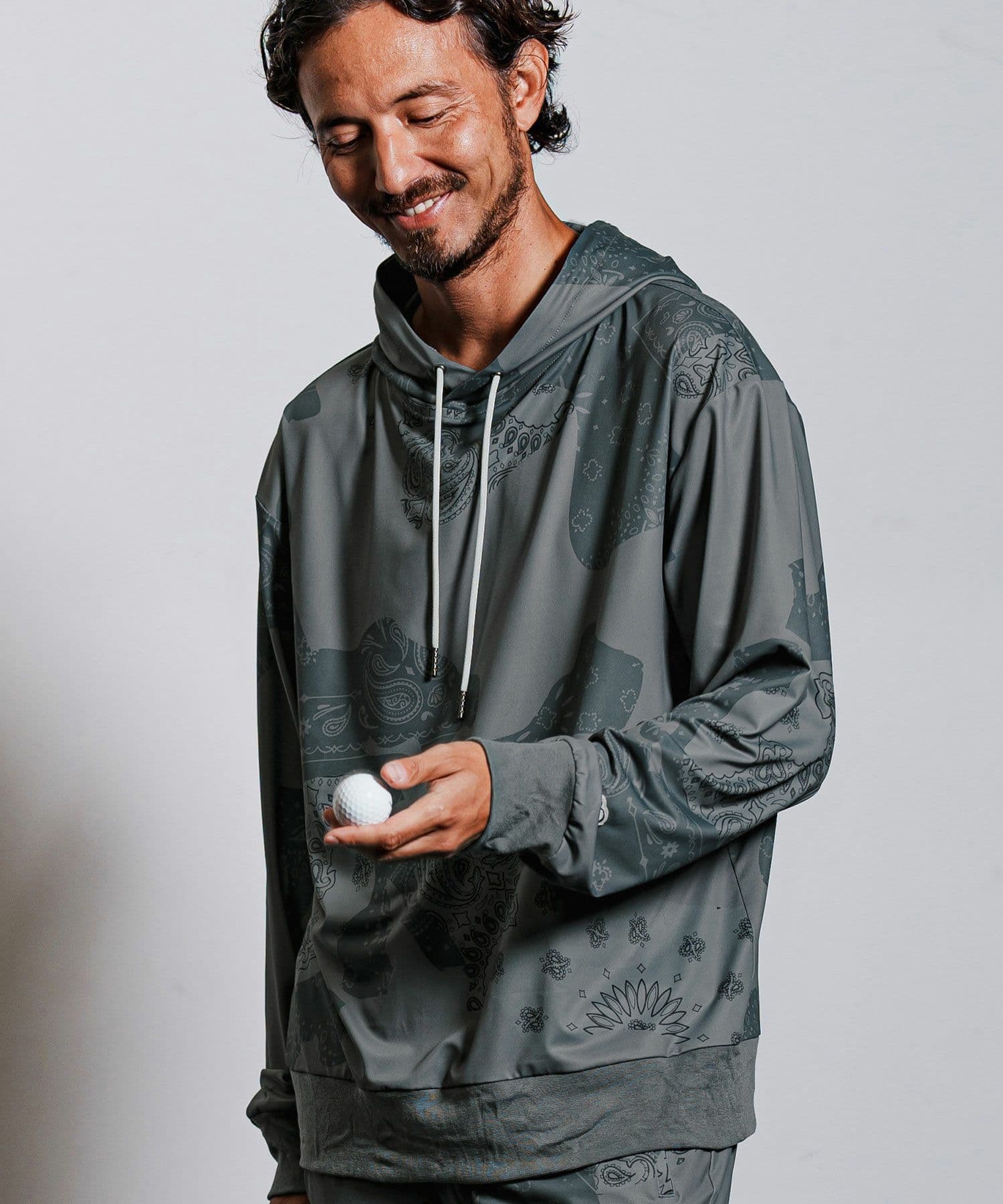 【Men's】カモフラージュペイズリー柄パーカー
