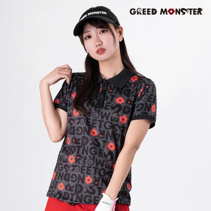 【Women's】モンスターロゴ総柄 ポロ