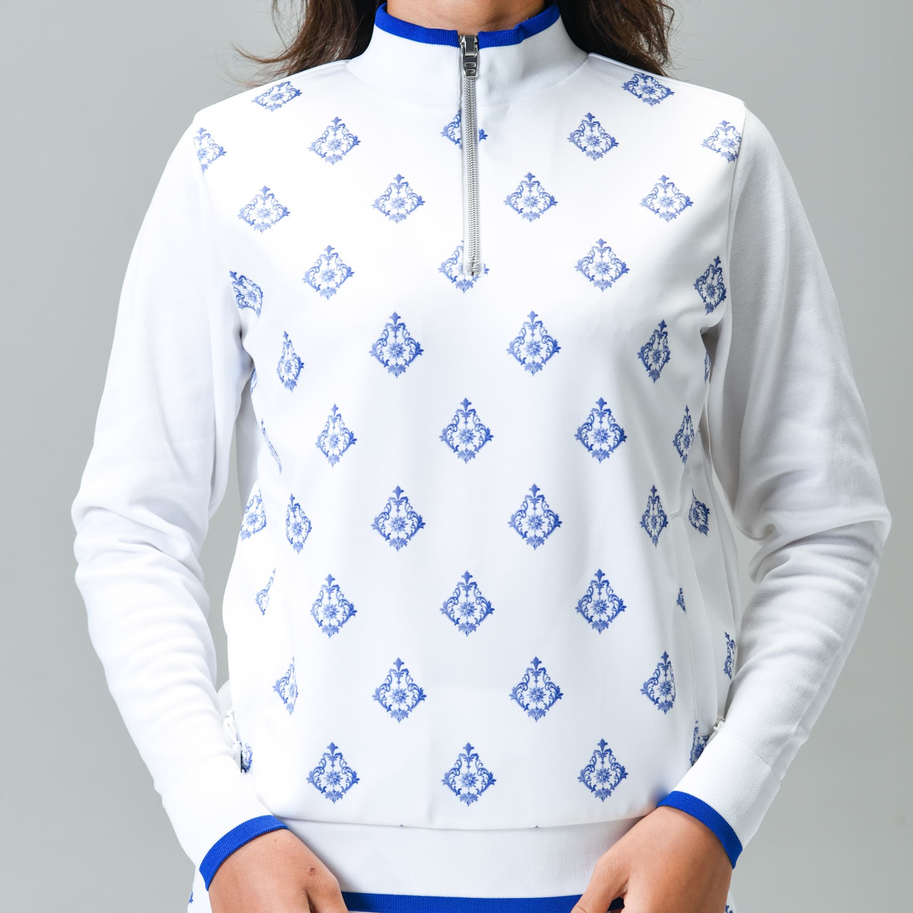 【Women's】長袖ジップアップセーター(7101)