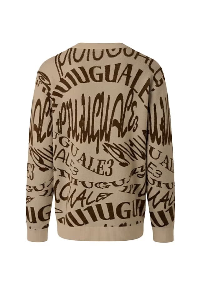 【Men's】Melting LetterJacquard Knit Crew