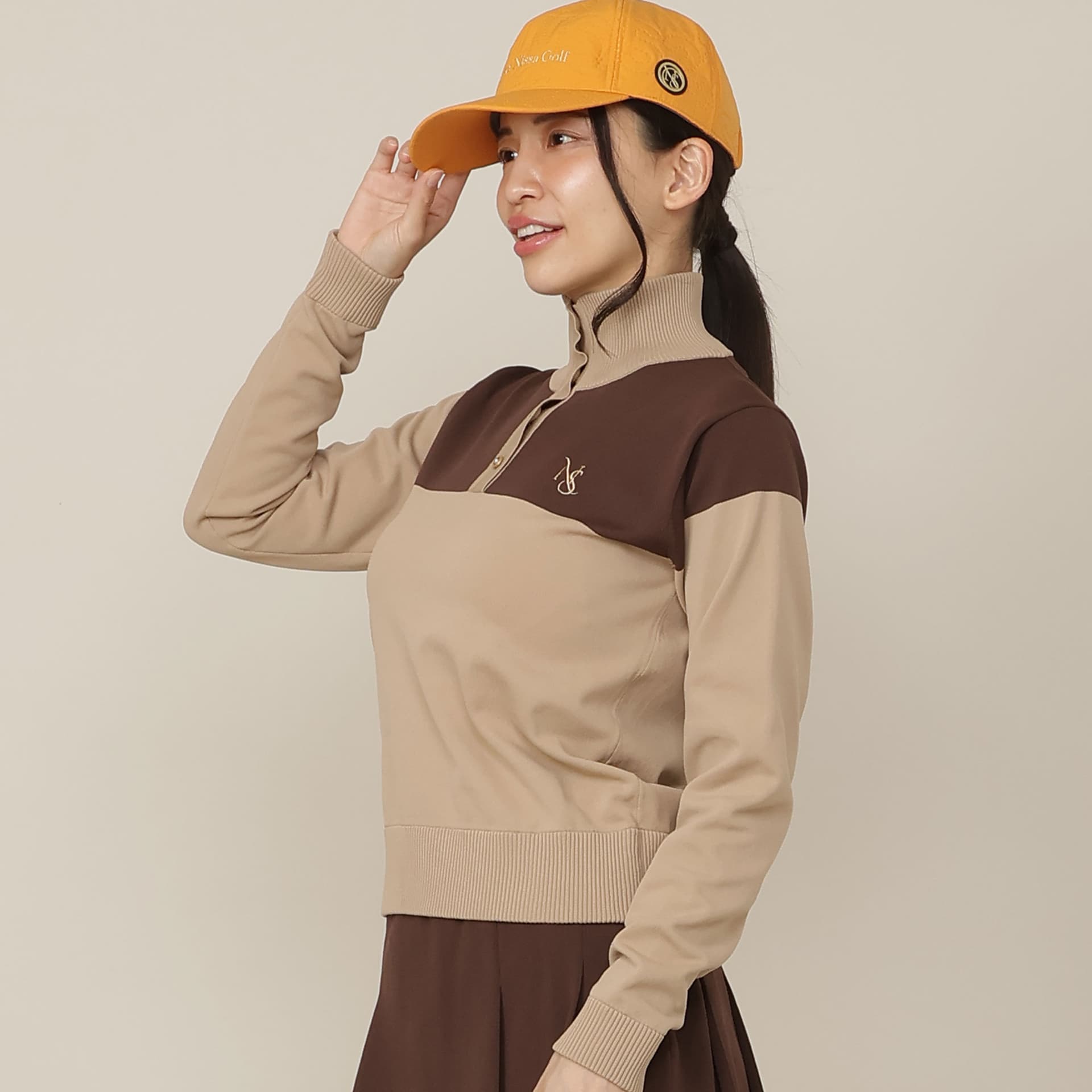 【Women's】カラーブロックニットプルオーバー
