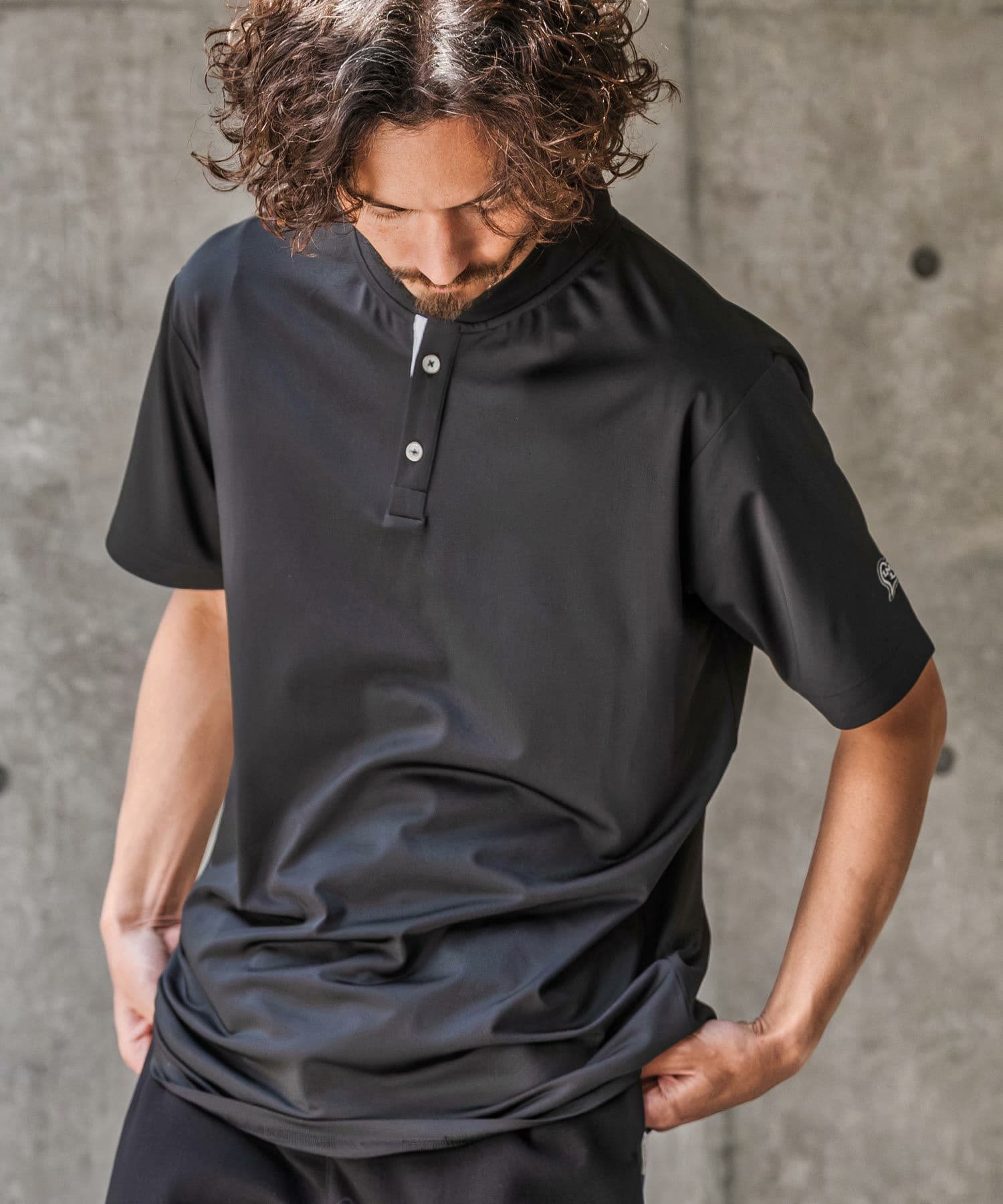 【Men's】ノーカラーポロシャツ