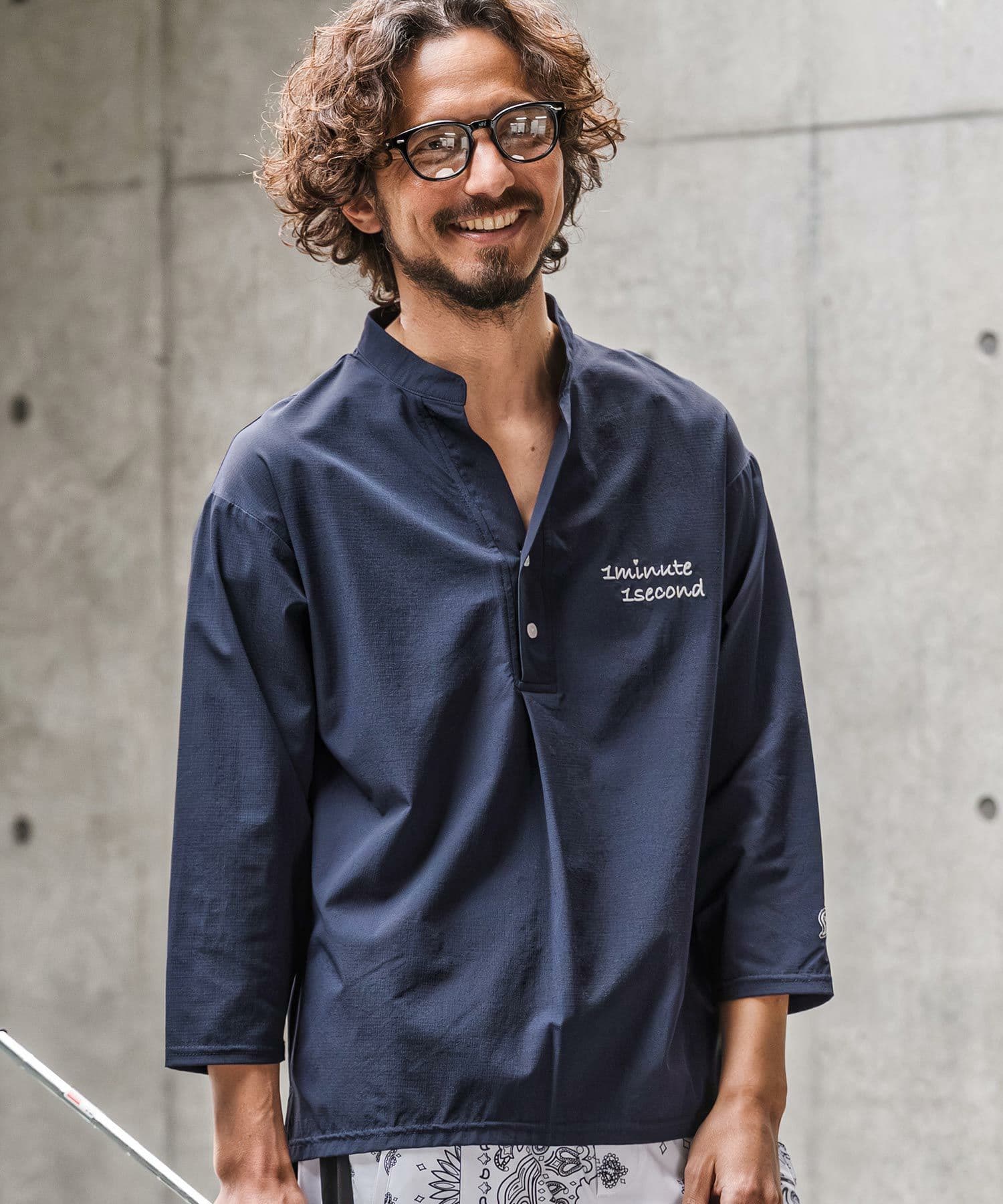 【Men's】バンドカラープルオーバーシャツ
