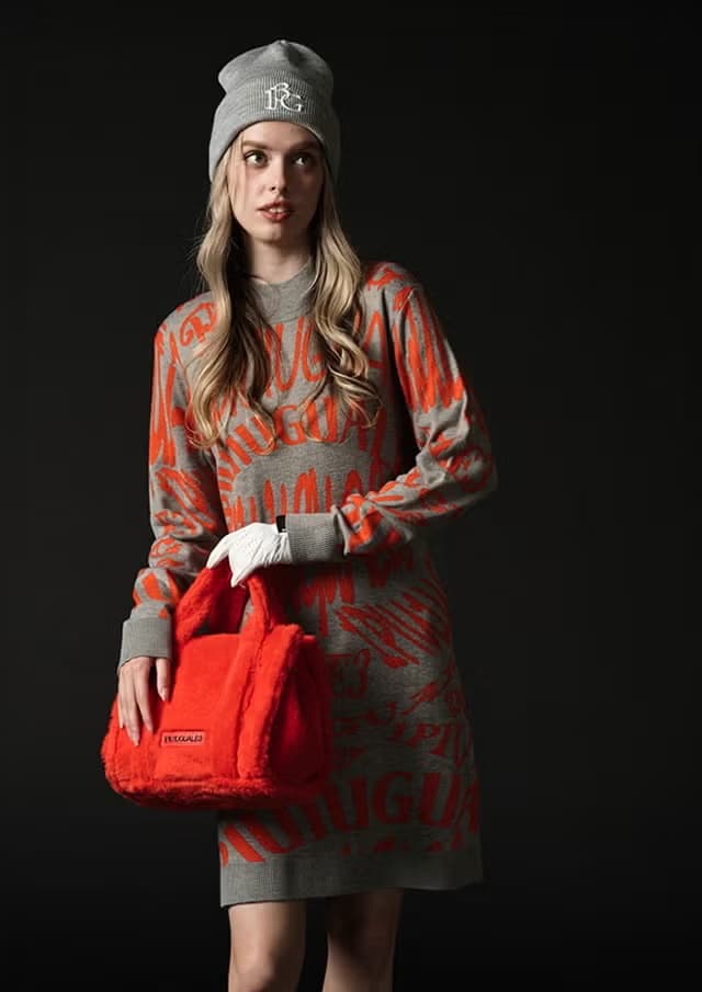 【Women's】Melting LetterJacquard Knit one-piece