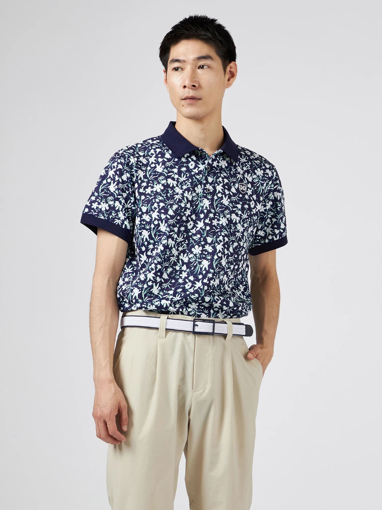 【Men's】フラワープリントポロ