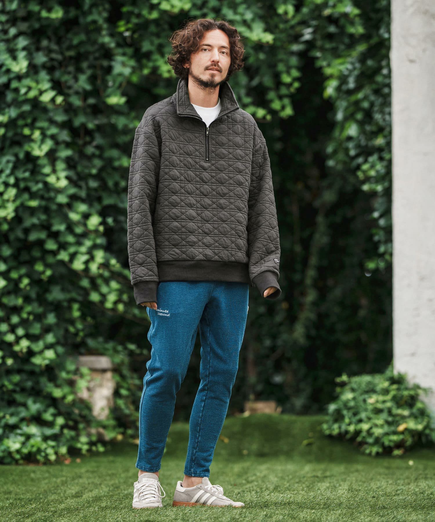 【Men's】キルティングハーフジッププルオーバー