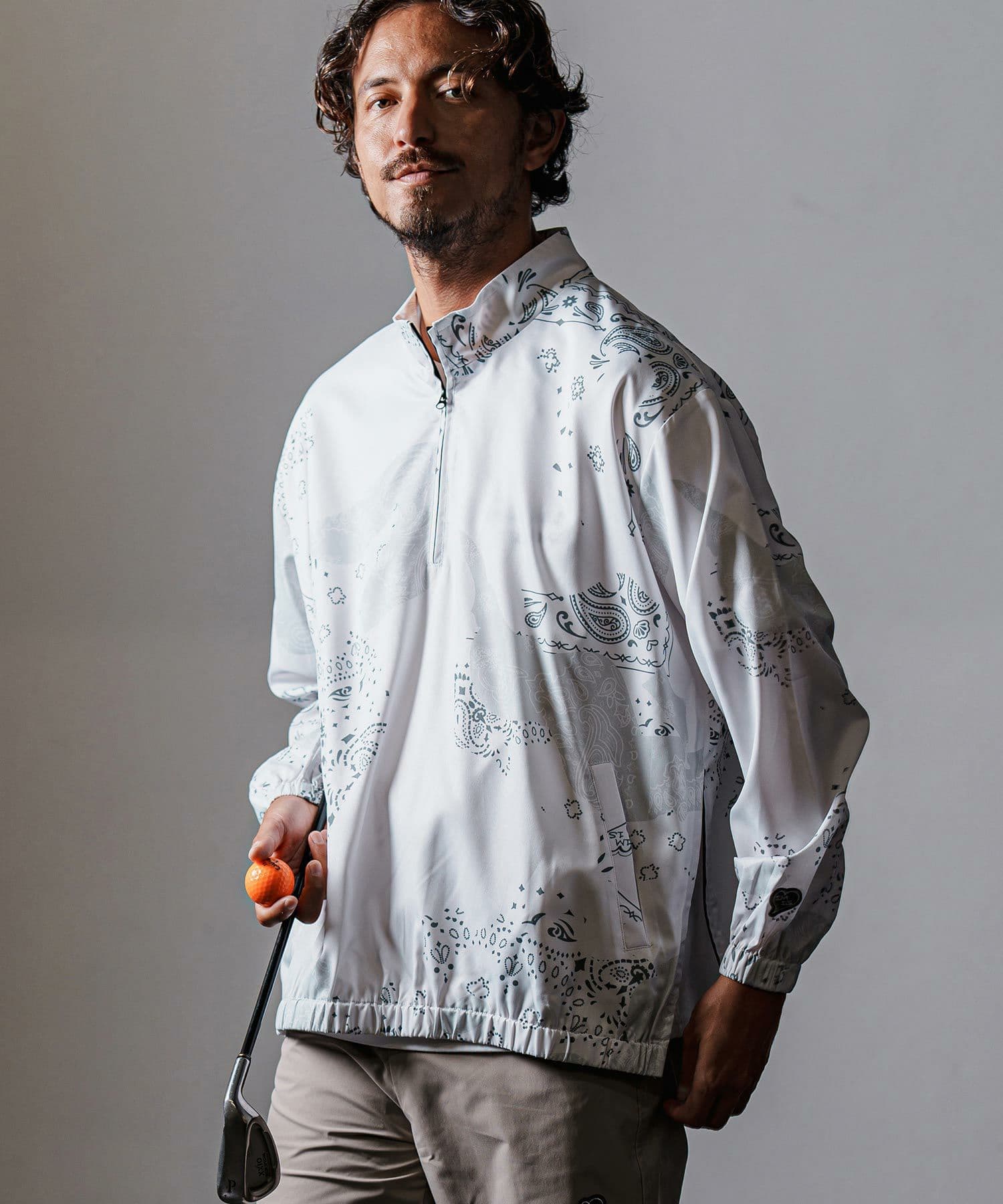 【Men's】カモフラージュペイズリー柄ハイネックジップブルゾン