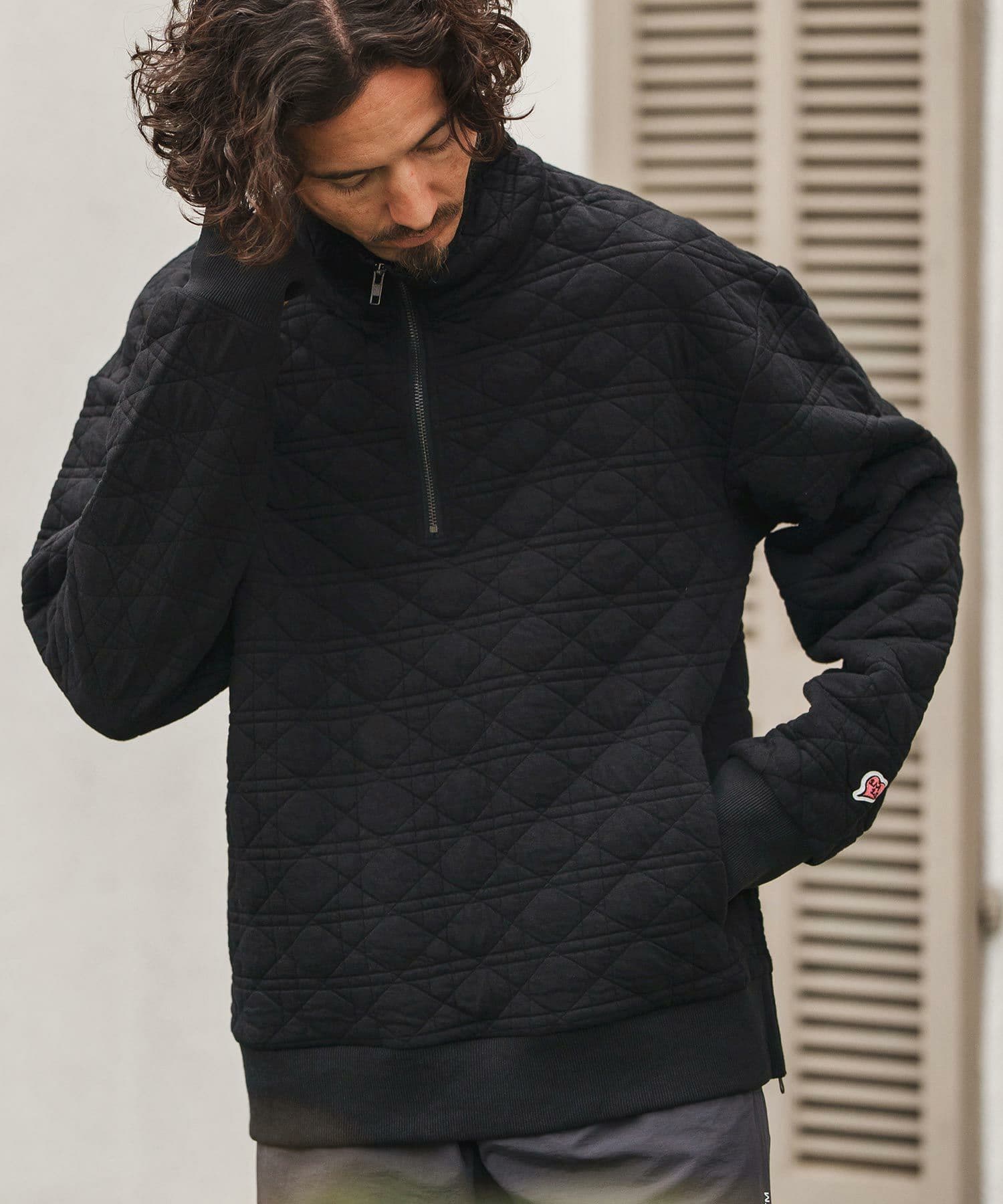 【Men's】キルティングハーフジッププルオーバー