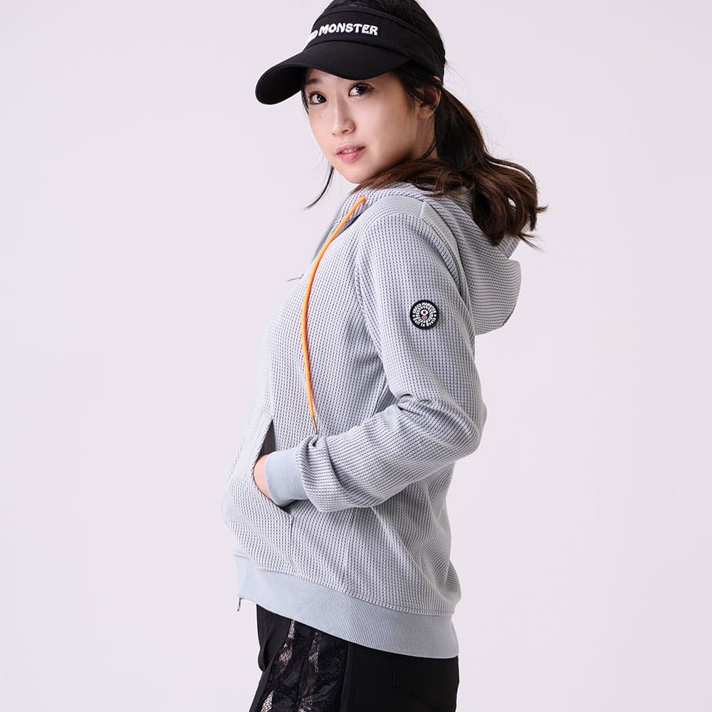 【Women's】ロゴテープ ワッフルZIPパーカー